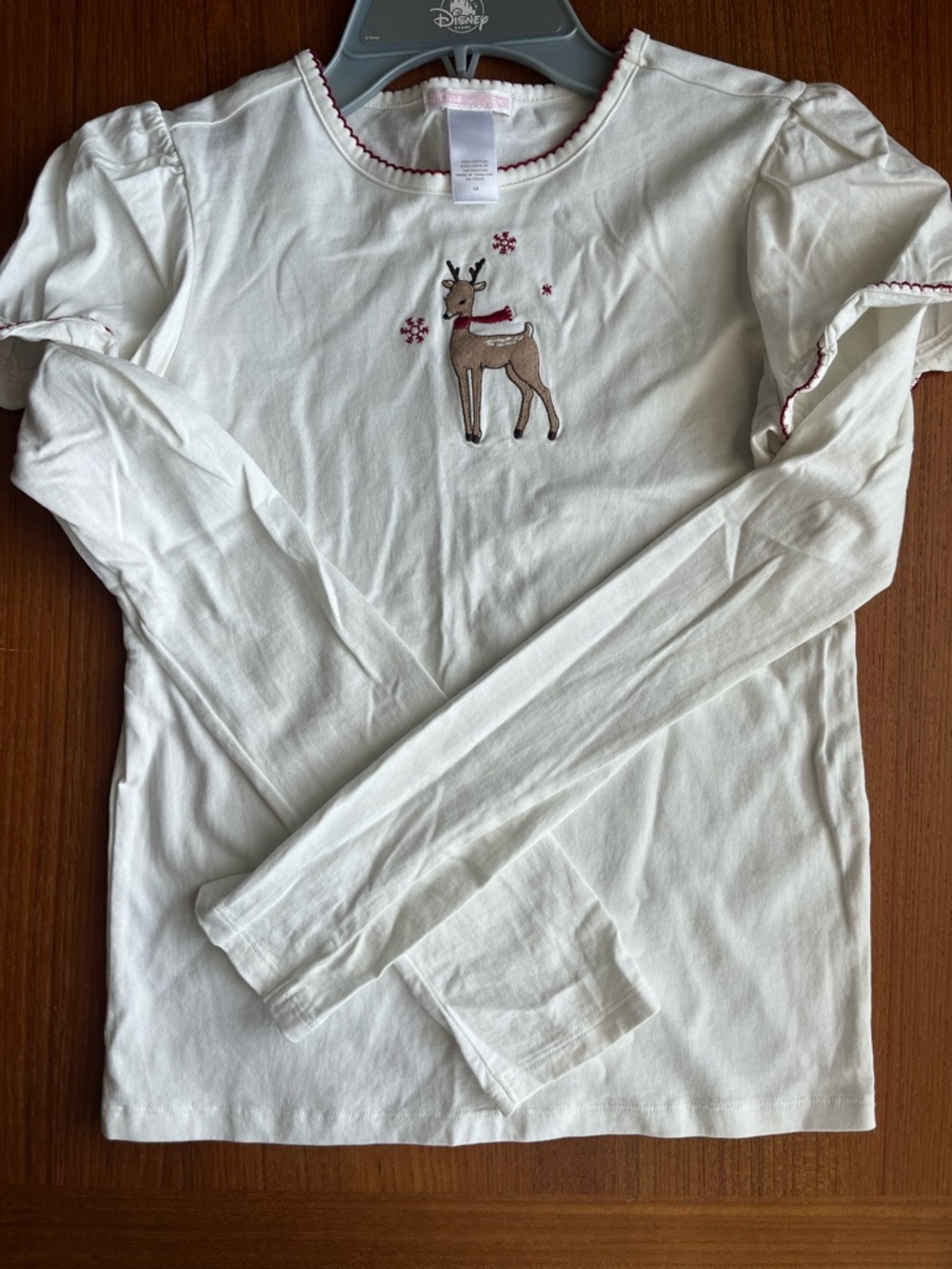 Janie and Jack White Long Sleeve Tee with Embroidered Reindeer